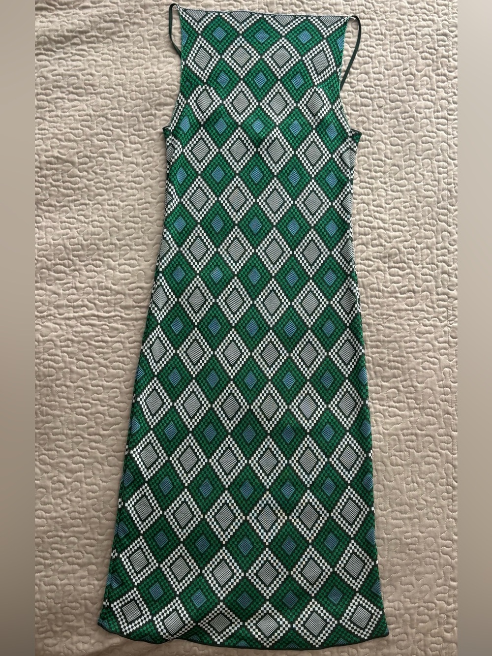 Green Geo Diamond Knit Tank Dress